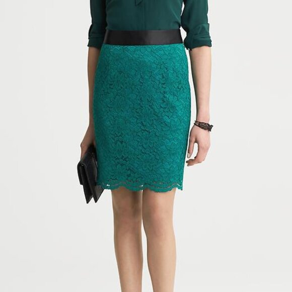 Banana Republic - L'Wren Scott Collection Teal Lace Skirt - Women's Size 4 - Picture 1 of 6